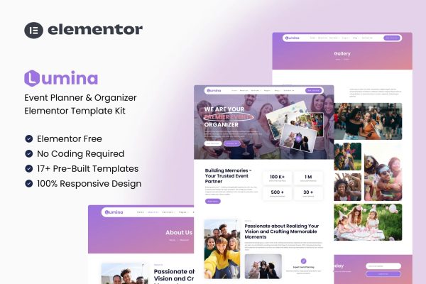 Lumina – 活动策划与组织者 Elementor 模板套件-极客小站