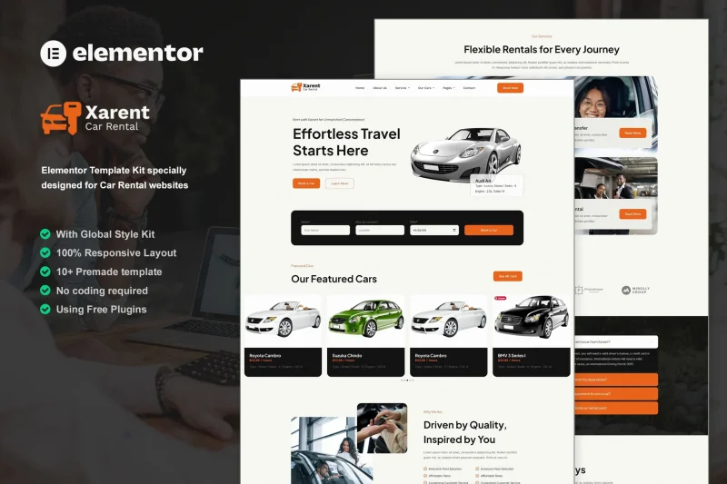 Xarent-汽车租赁 Elementor 模板套件-极客小站
