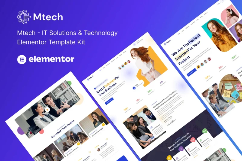 Mtech – IT 解决方案和技术 Elementor 模板套件-极客小站