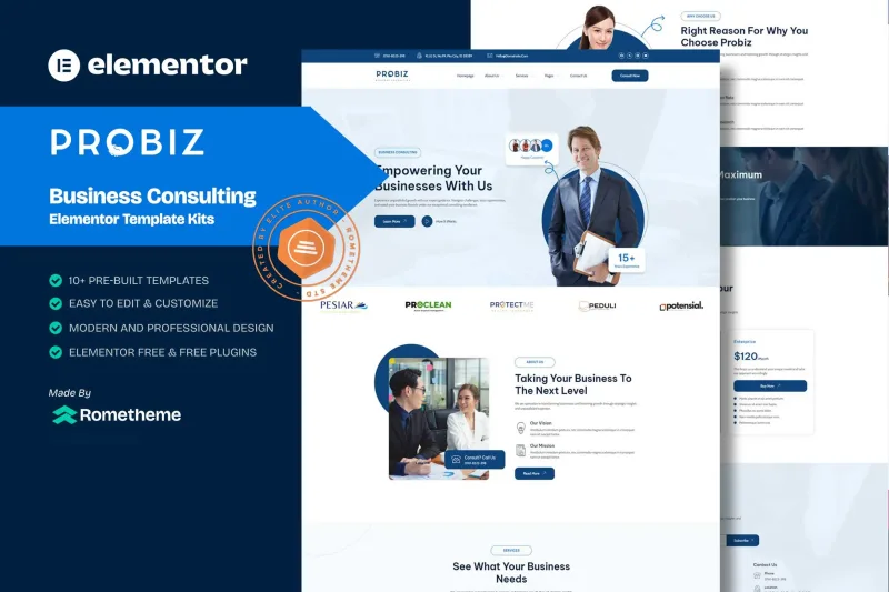 Probiz – 商业咨询 Elementor 模板套件-极客小站