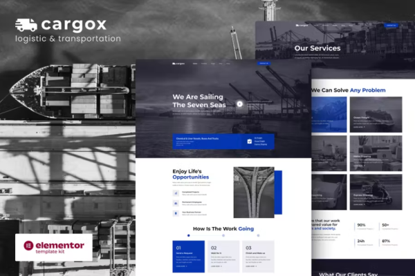 Cargox – 物流和运输 Elementor Pro 模板套件-极客小站