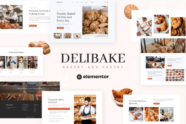 Delibake – 面包店和糕点店 Elementor 模板套件-极客小站