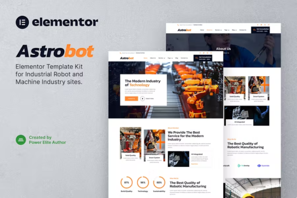 Astrobot – 工业机器人和机械工业 Elementor 模板套件-极客小站