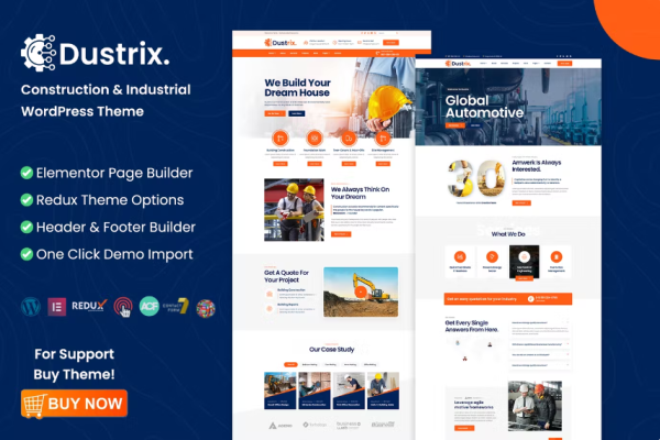 Dustrix – 建筑和工业 WordPress 主题-极客小站