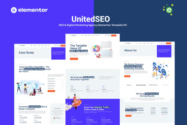 UnitedSEO – SEO 和数字营销机构 Elementor 模板工具包-极客小站