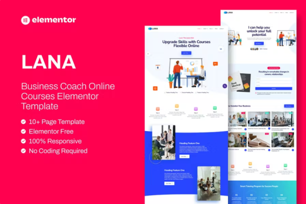 Lana – 商务教练在线课程模板 Elementor-极客小站