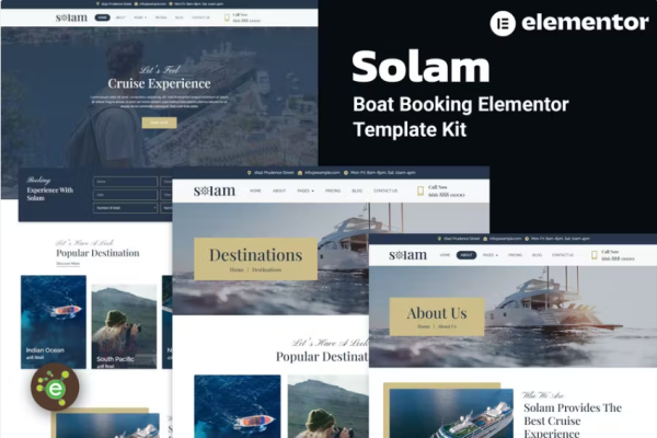 Solam – 订船 Elementor Pro 模板套件-极客小站