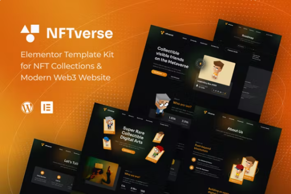 NFT 宇宙 | 未来派 NFT 投资组合 Elementor 模板工具包-极客小站