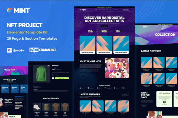 Mint – NFT 项目和投资组合 WooCommerce Elementor 模板工具包-极客小站