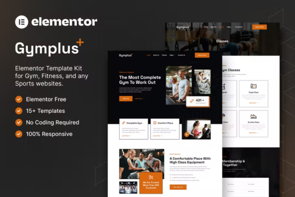 Gymplus – 健身房和健身 Elementor 模板套件-极客小站