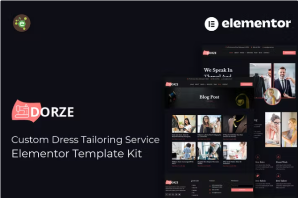 Dorze – 定制服装剪裁服务 Elementor Pro 模板套件-极客小站