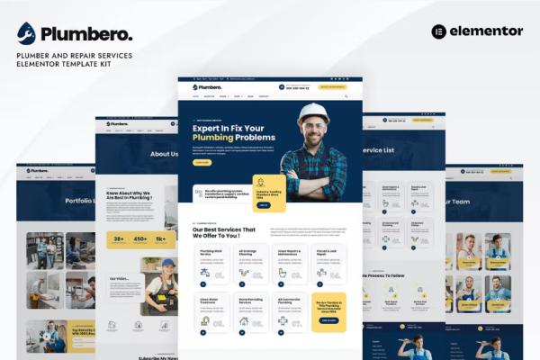 Plumbero – 管道工和维修服务 Elementor 模板套件-极客小站