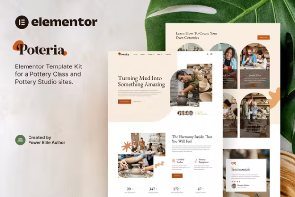 Poteria – 陶艺课和 Studio Elementor 模板套件 所有项目/ WordPress /模板工具包-极客小站