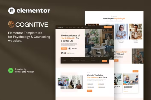 cognitive– 心理学和咨询 Elementor 模板工具包-极客小站