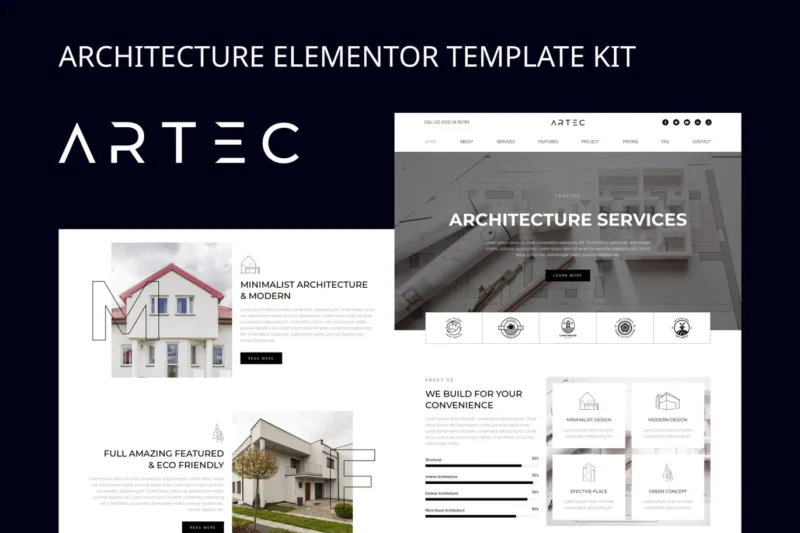 Artec – 建筑 Elementor Template Kit-极客小站