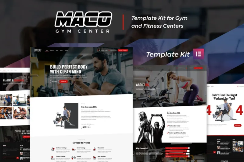 Maco Kit – 健身房和健身 Elementor Template Kit-极客小站